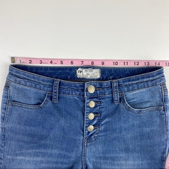 Free People Seamed Moto Button Fly Skinny Jeans 27 - Picture 13 of 15